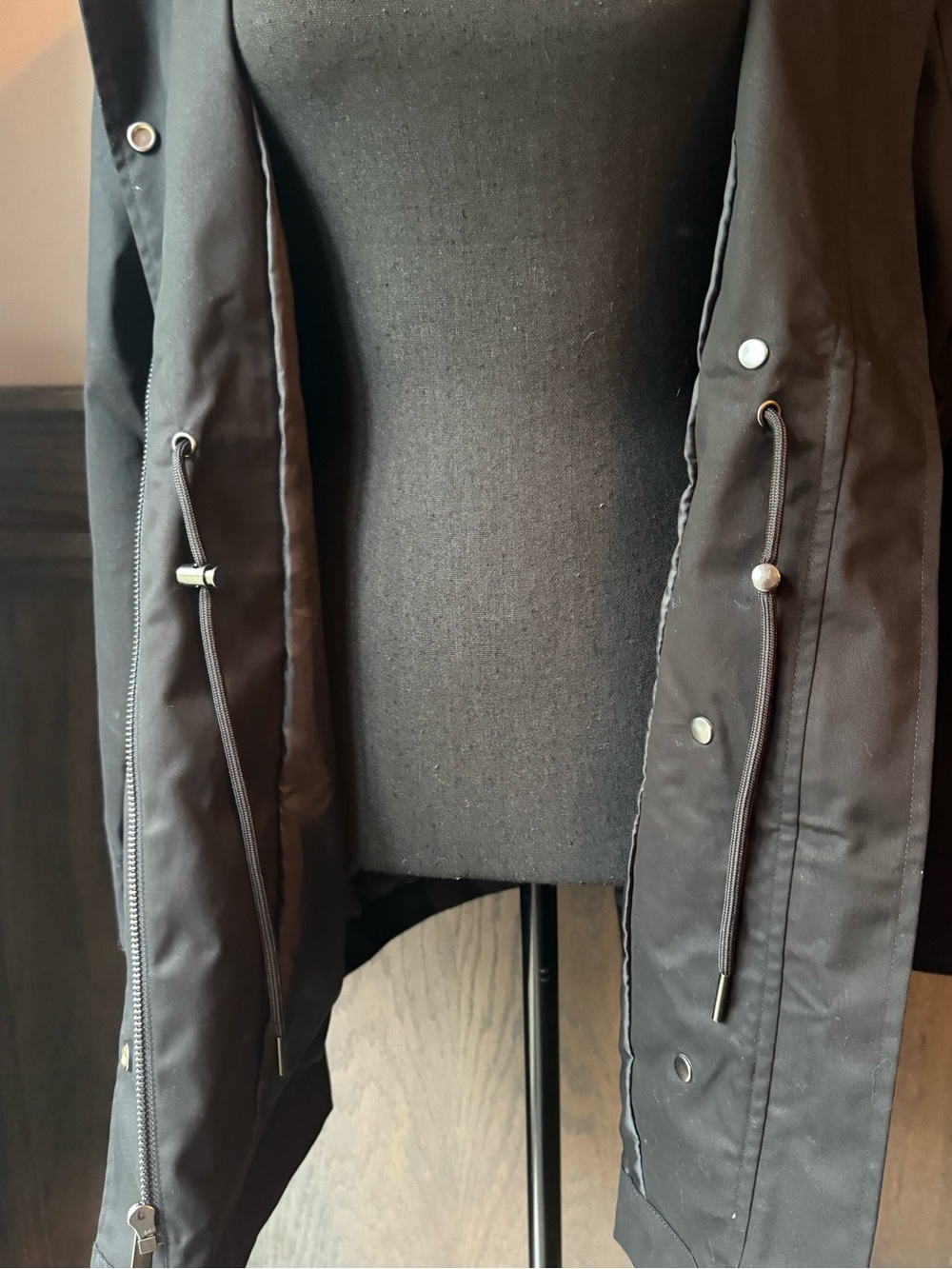 A new day Women's Black Drawstring Waist Parka Jacket medium NWT - Picture 9 of 11